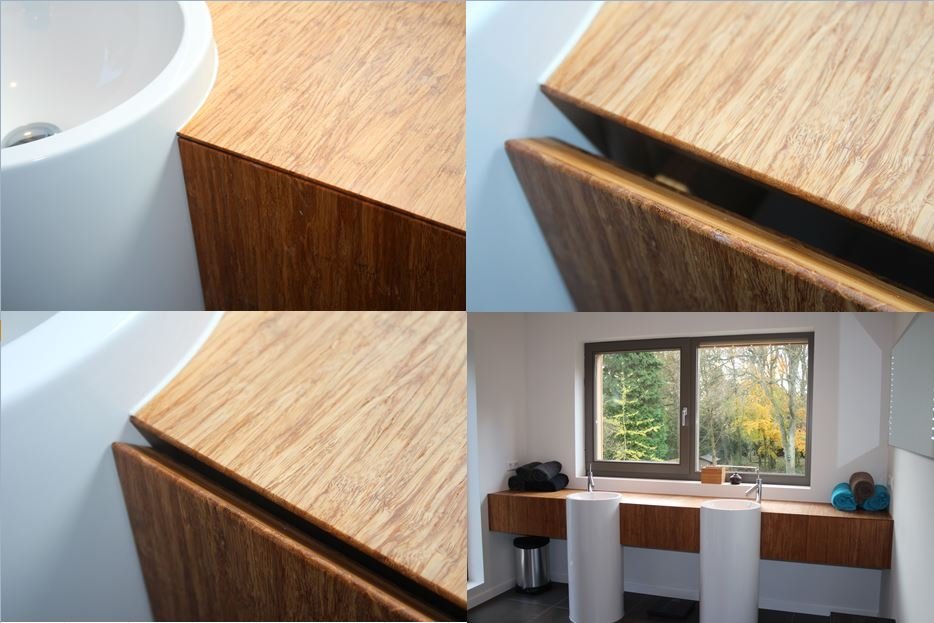 Bamboe badkamermeubel met lades in het verstek